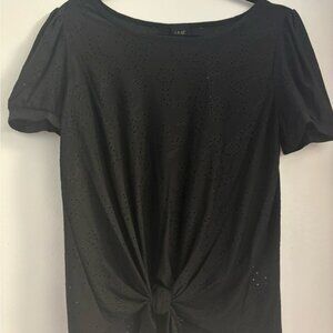5 Anthropologie Black Eyelet Top short sleeve M new